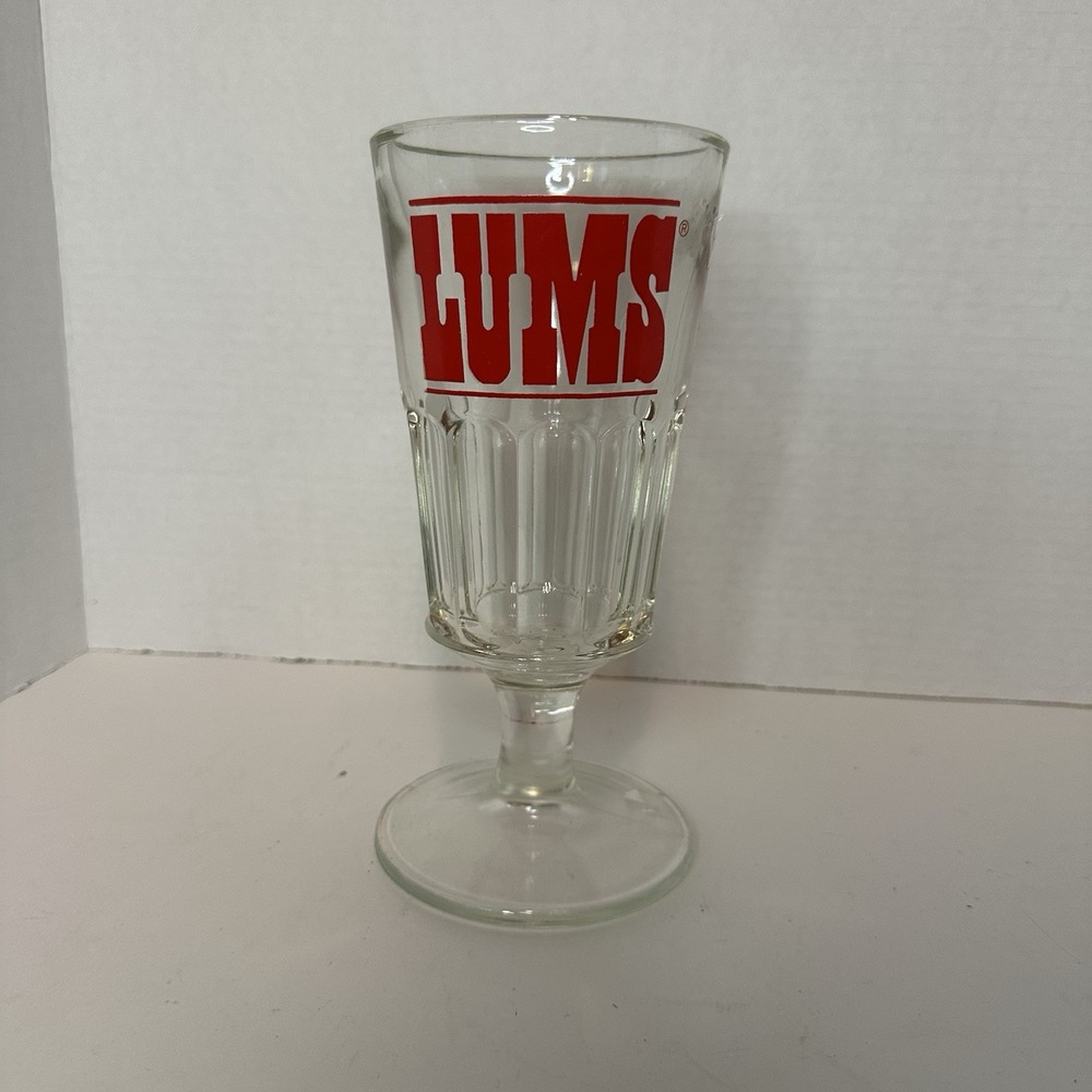 Vtg LUMS Restaurant HEAVY 8 .5" Tall 14 oz‎ Pedestal Glass Beer Milkshake Sundae